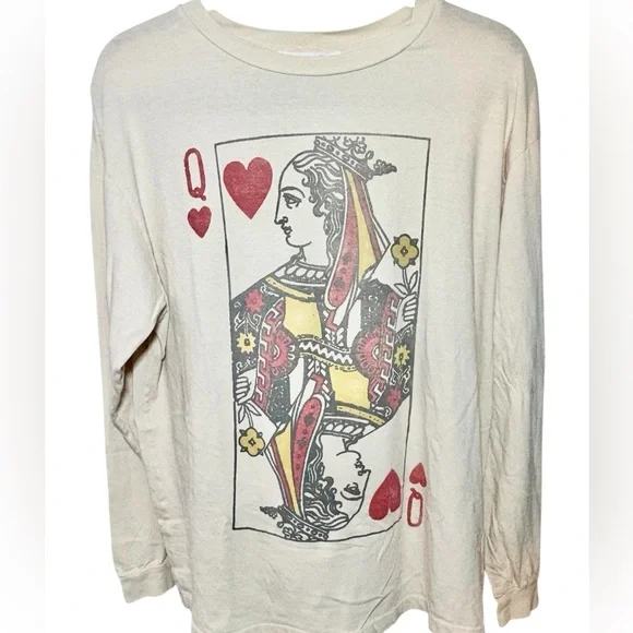 NWOT Daydreamer Free People Queen of Hearts Graphic Long Sleeve Tee L - Picture 6 of 6